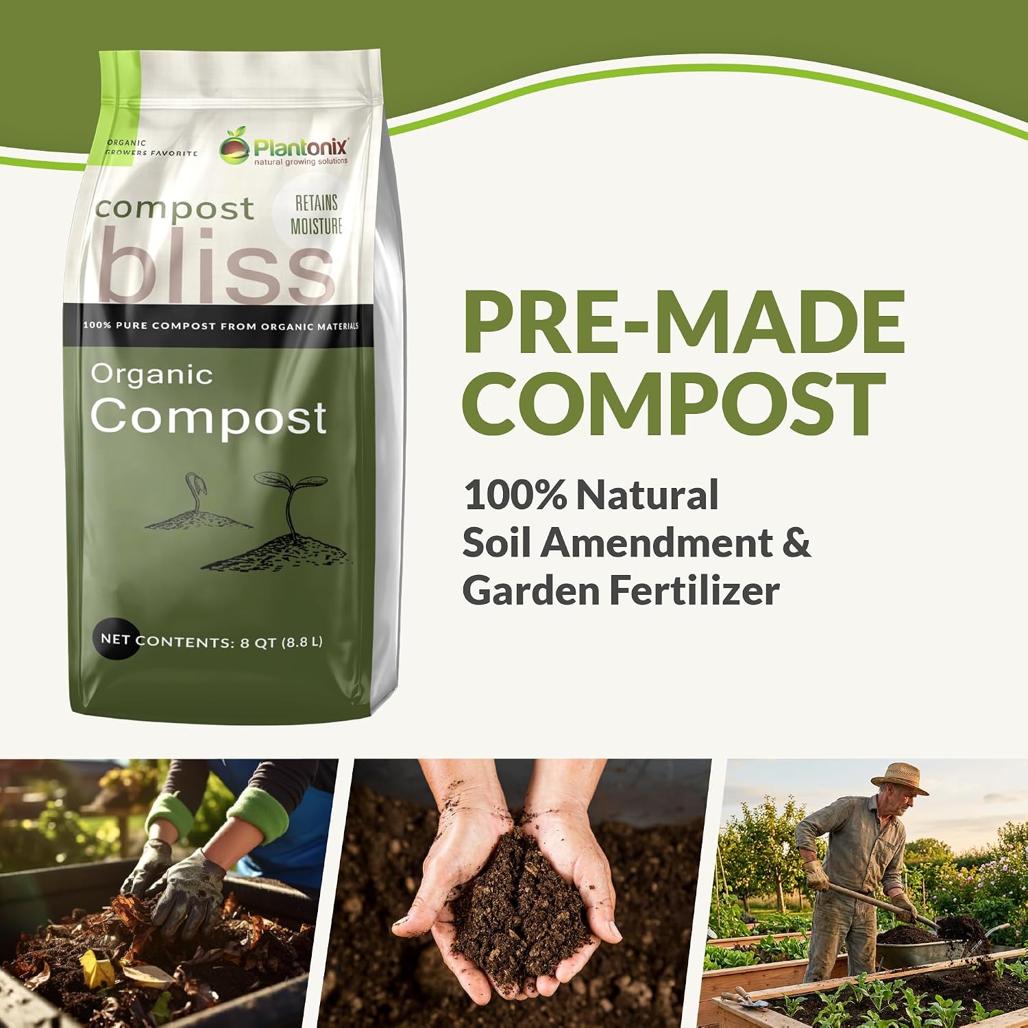 Detalle 2 de plantonix 199874021089 Compost, 8 Quarts, 100% Natural Soil Amendment