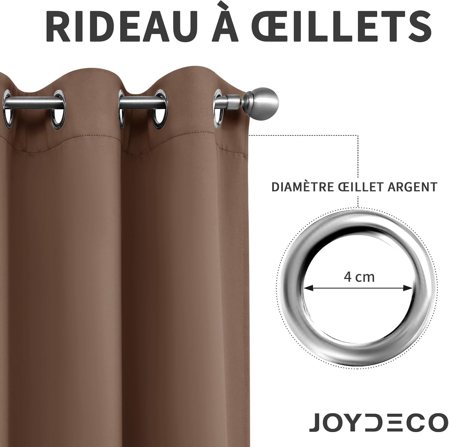 Thumbnail 3 de Joydeco Rideau Occultant 2 Pièces L 132 x H 158 – Rideau Thermique Marron Anti-Chaleur et Anti-UV