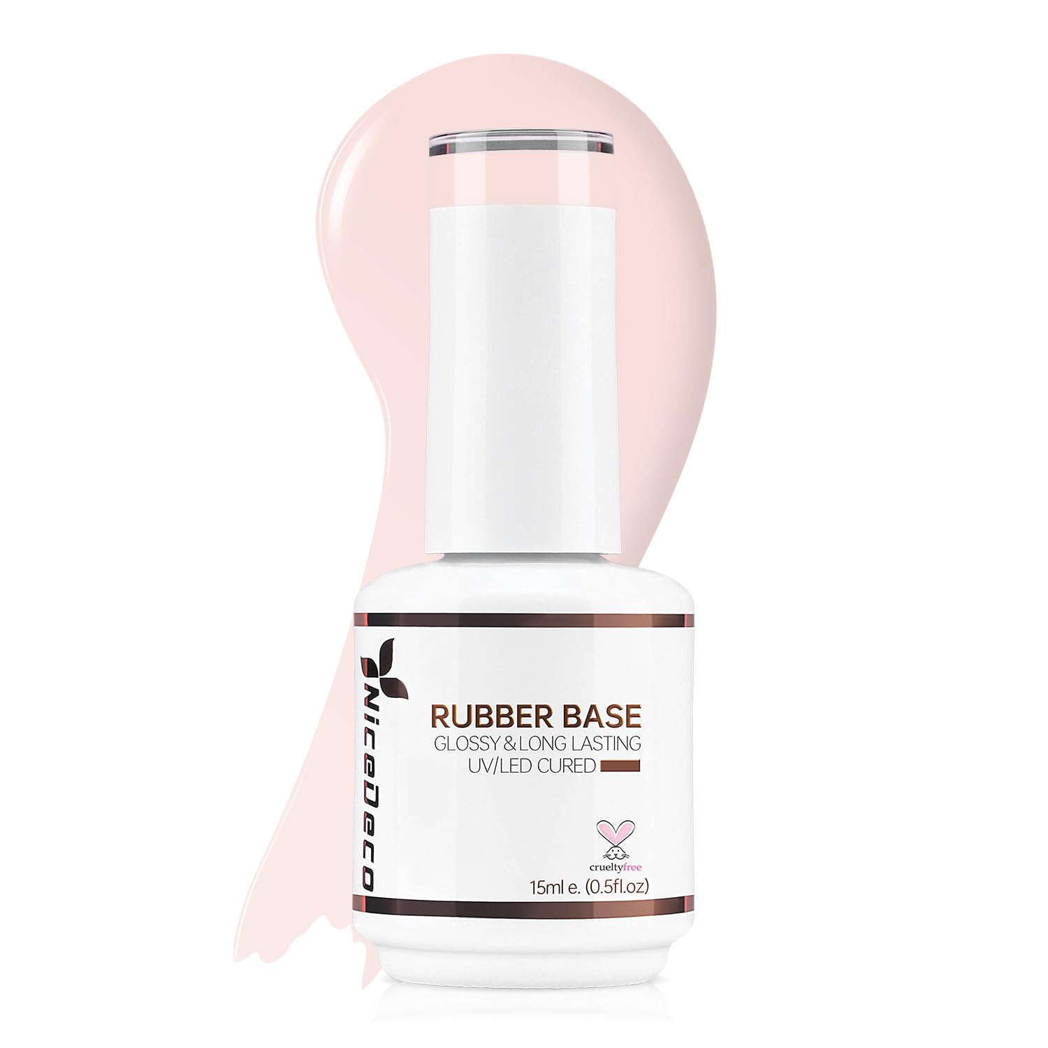 Detalle de Nicedeco Rubber Base Gel Rosa (15 ml) – LED/UV Rubber Gel als Unterlack für Nagelaufbau