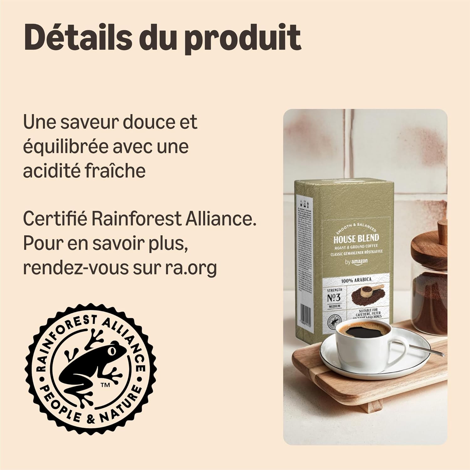 Detalle de Coffee Classic 100 % Arabica, torréfaction moyenne, 500 g ⚖