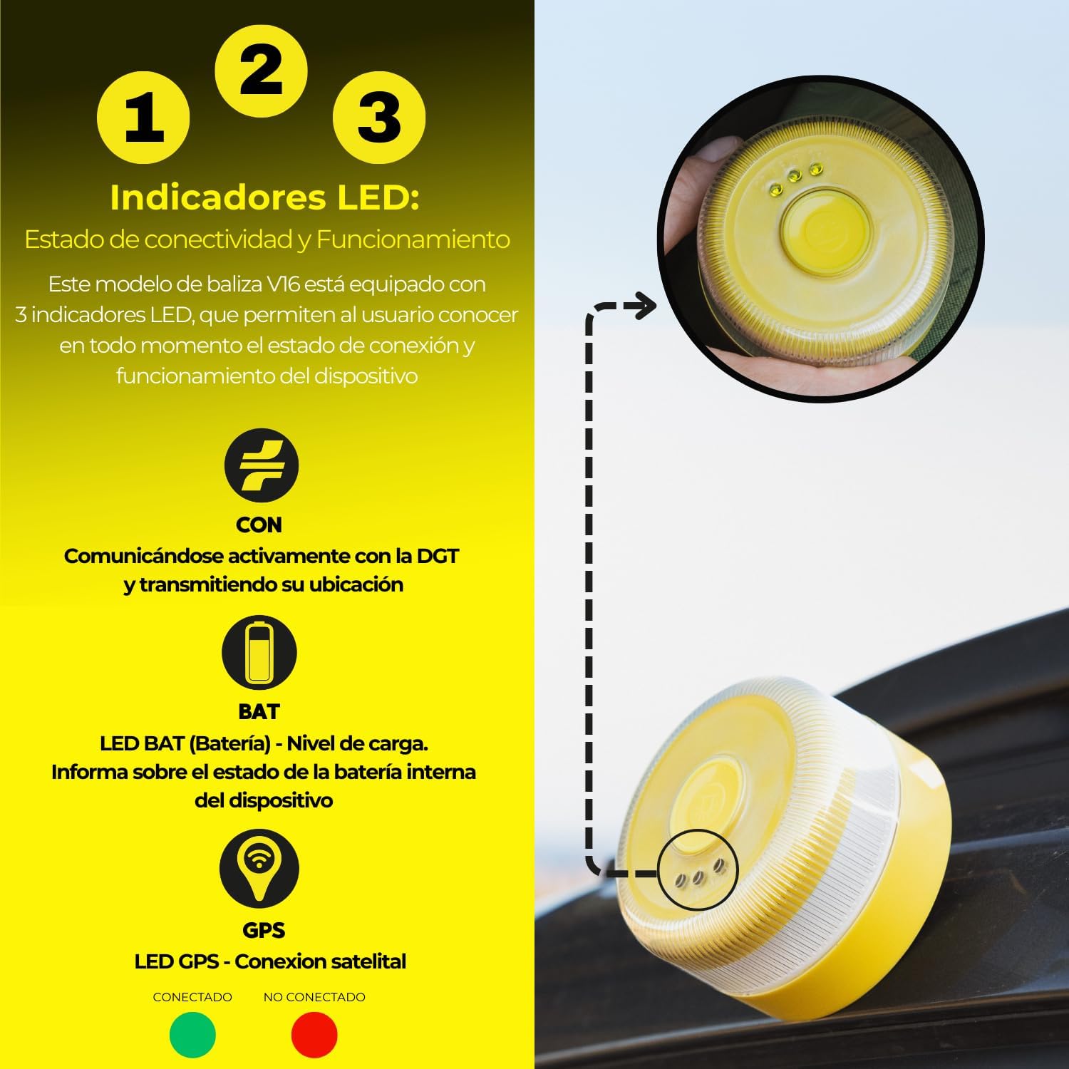 Detalle 2 de ISSE SAFETY Baliza V16 Homologada DGT 2038
