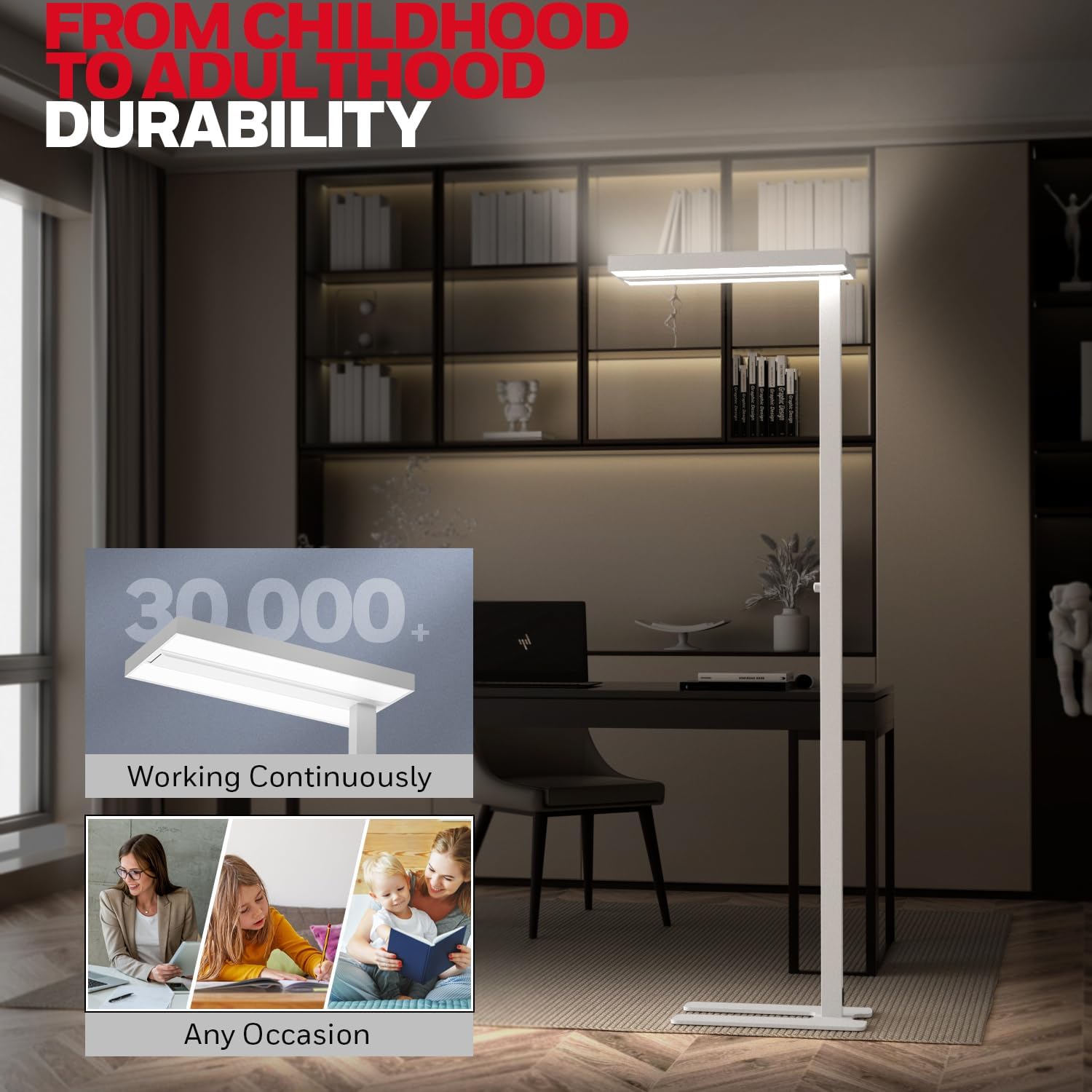 Detalle de Honeywell LED Floor Lamp Modern - 02E Pro Sunturalux Eye Caring Standing Light