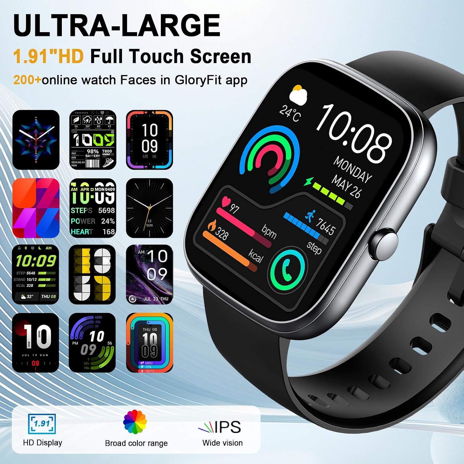 Thumbnail 1 de Smartwatch Herren 1,91 Zoll HD – Schlafmonitor, Herzfrequenz, 110+ Sportmodi, IP68, Bluetooth Anrufe, 300 mAh Akku