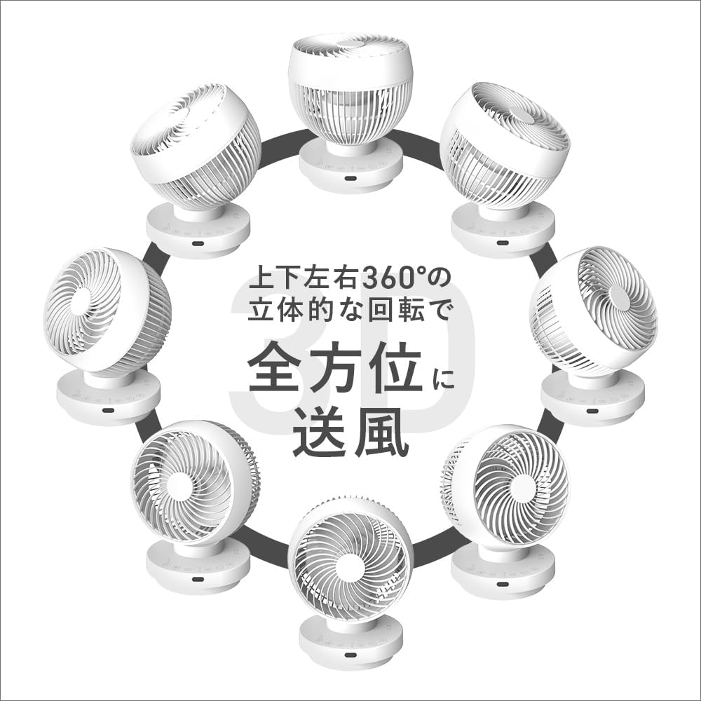 Detalle de スリーアップ CF-AZ0692WH 3Dスイングサーキュレーター 16畳目安・分解洗浄対応