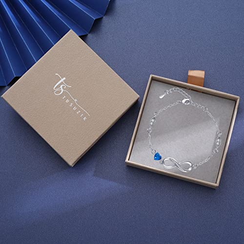 Thumbnail 7 de Tusuzik pulsera de plata de ley 925 con símbolo de infinito y corazón para el Día de la Madre