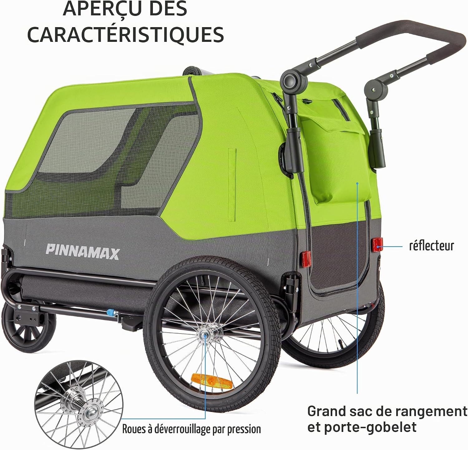 Thumbnail 3 de Remorque pour Chien PINNAMAX pour vélo – Poussette 2-en-1 jusqu’à 45 kg