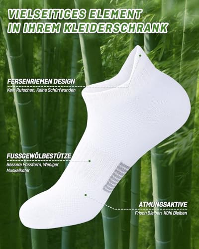 Detalle de inaWarm Bambus Sneaker Socken Damen – 6 Paar, atmungsaktiv, schwarz & weiß, Größe S