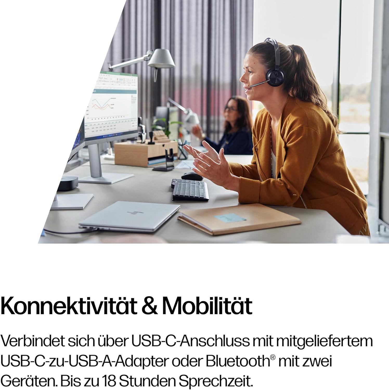 Thumbnail 3 de Poly Voyager Focus 2 USB-C Headset für Microsoft Teams mit ANC, Bluetooth & Ladestation (bis zu 25 Stunden Sprechzeit) – Schwarz