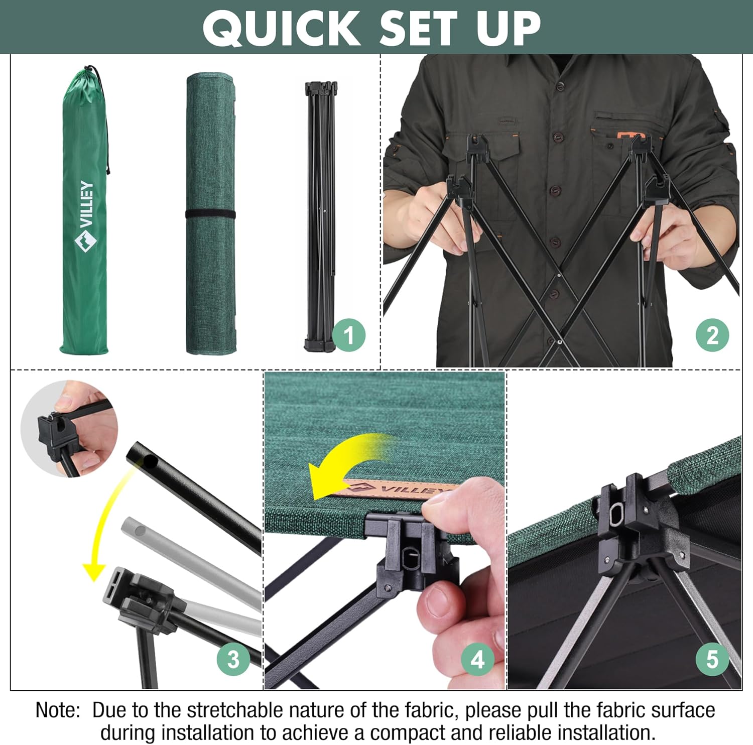 Thumbnail 6 de VILLEY Folding Camping Table 56.5 x 41.5 x 41 cm and Carry Bag 🟢
