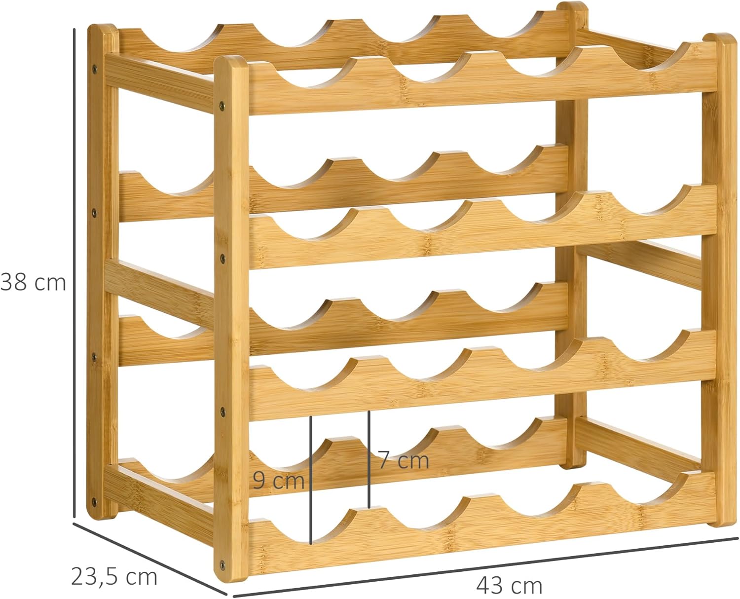 Thumbnail 6 de HOMCOM Étagère à Bouteilles de vin pour 16 bouteilles en bambou naturel – design compact et robuste