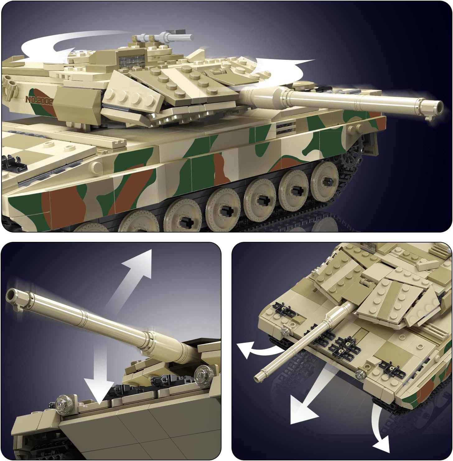 Thumbnail 3 de Mould King 20020 MOC Technik Panzer „Leopard 2/Tiger-Panzer“ ferngesteuert (Klemmbausteine-Bausatz, 1091+ Teile)
