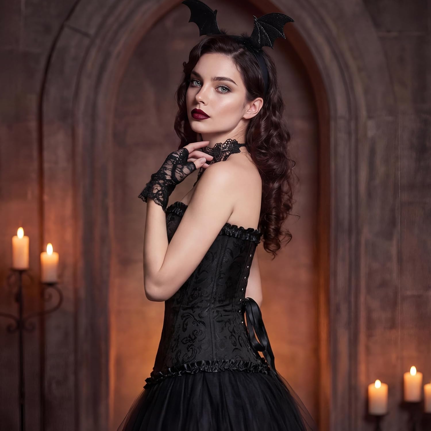 Detalle de Kranchungel Renaissance Corset Top for Women, Vintage Lace-Up Bustier