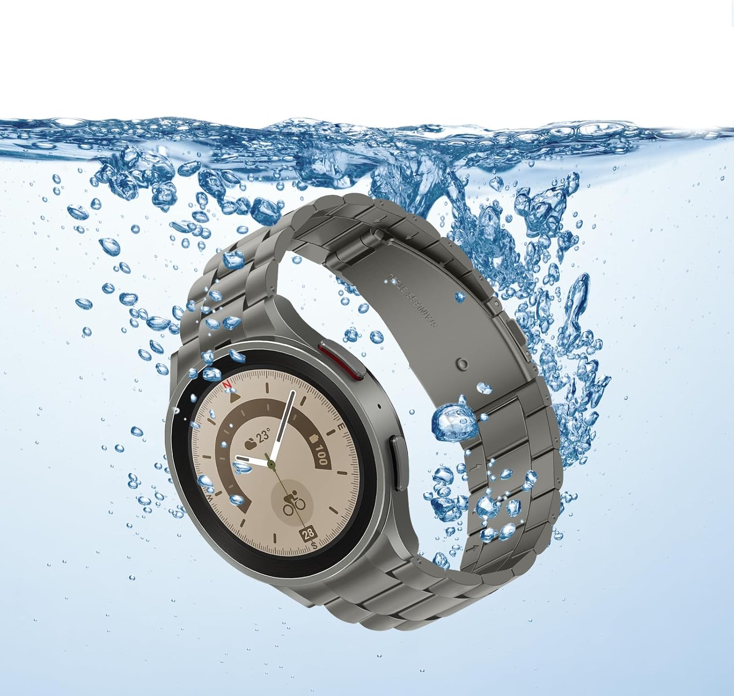 Thumbnail 3 de Anlinser No Gap Bands 20mm Metal Strap for Samsung Galaxy Watch 7/6/5/4/FE (Gray Titanium)