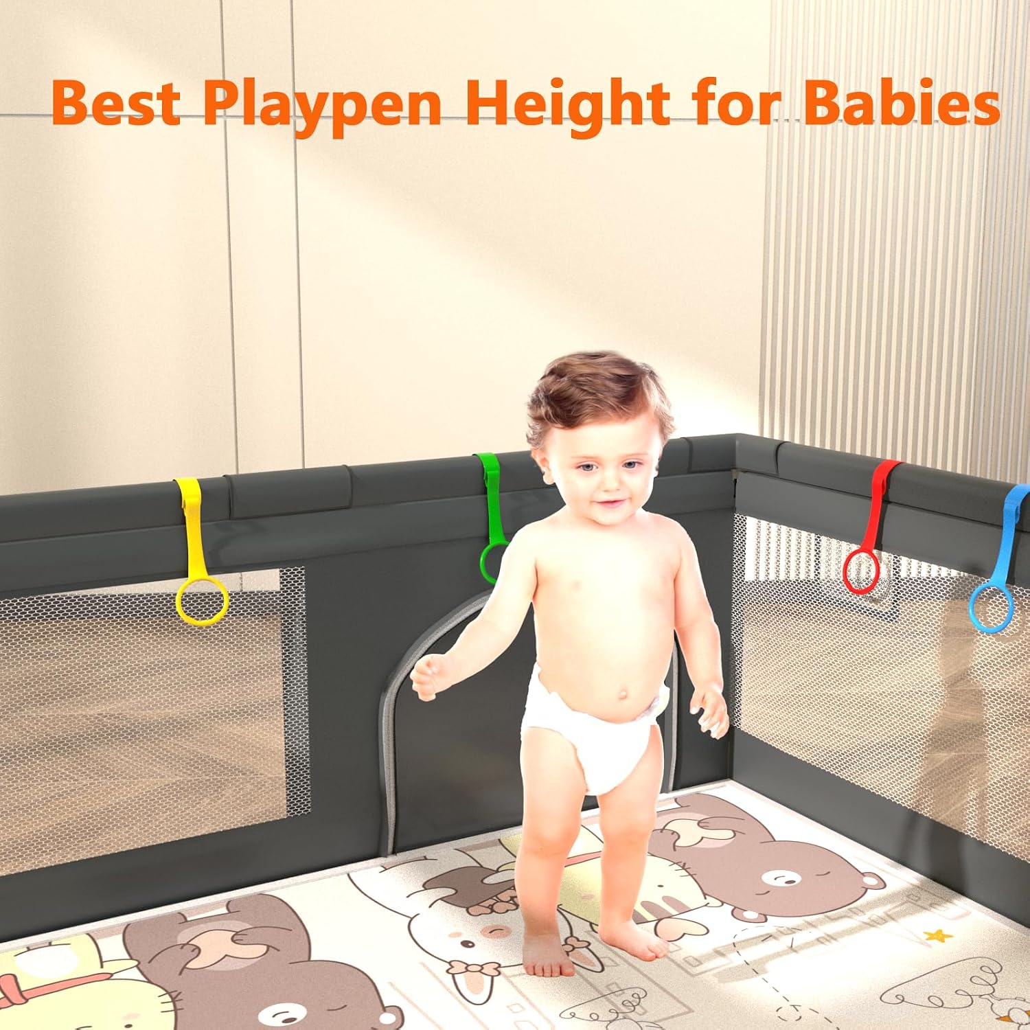 Detalle 2 de colpart Baby Playpen with Mat, 180 x 150 x 65 cm, Mesh Sides