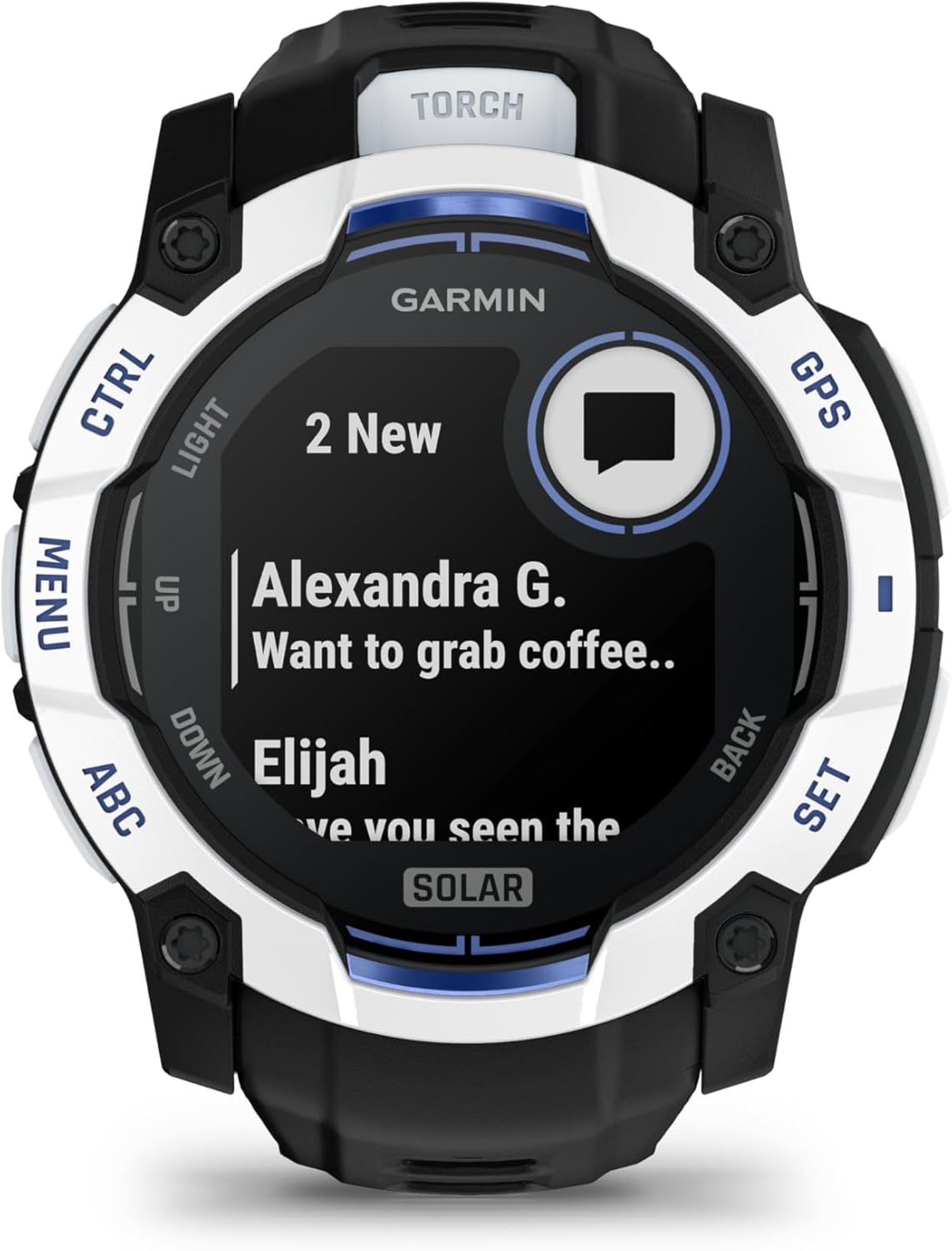 Thumbnail 3 de Garmin Instinct 3 50mm Solar rugged GPS smartwatch with LED flashlight (Whitestone/Black)