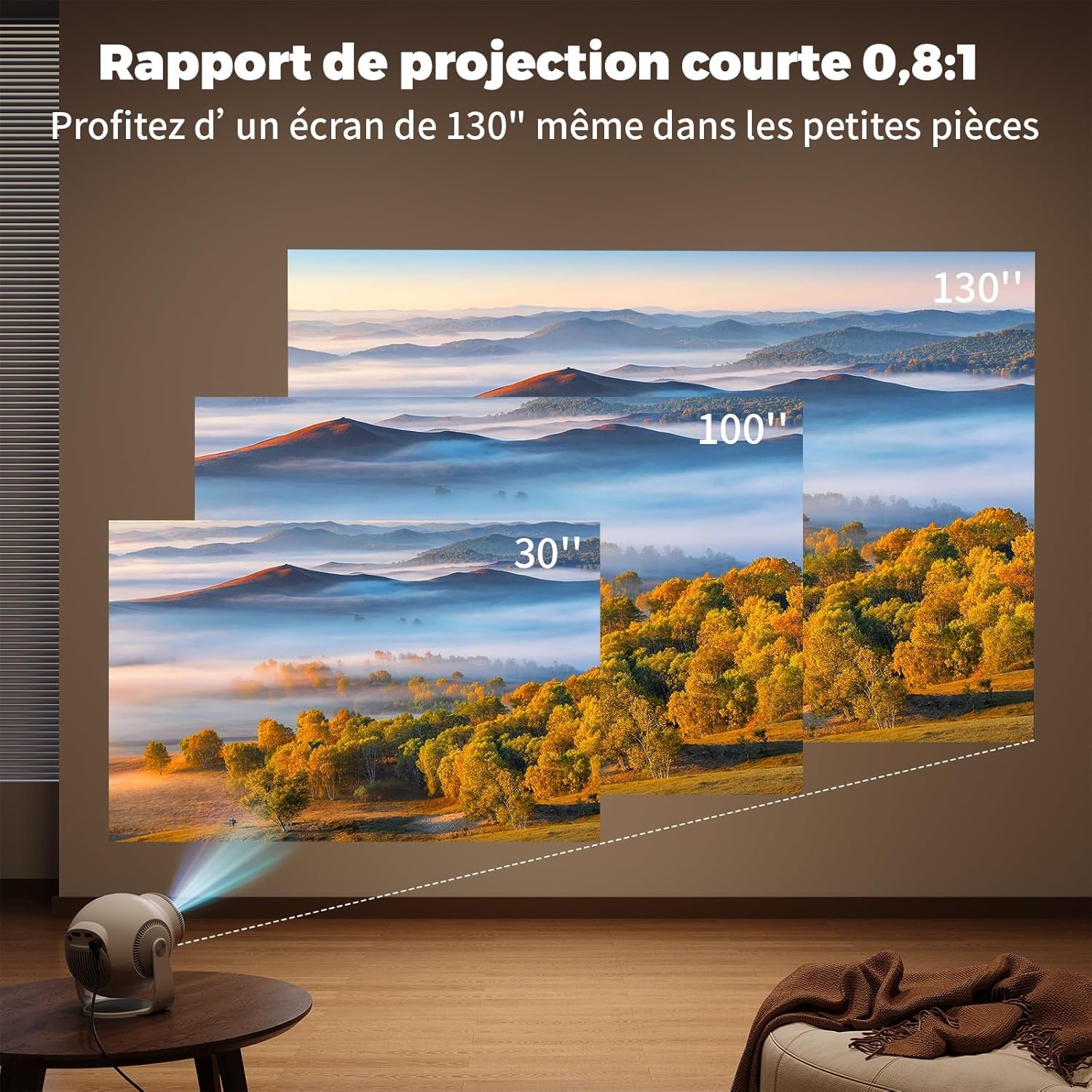 Thumbnail 5 de [App intégrée] Mini Projecteur Portable WiFi 6 et Bluetooth 5.4 – 480 ANSI Lumens, 1080P/4K