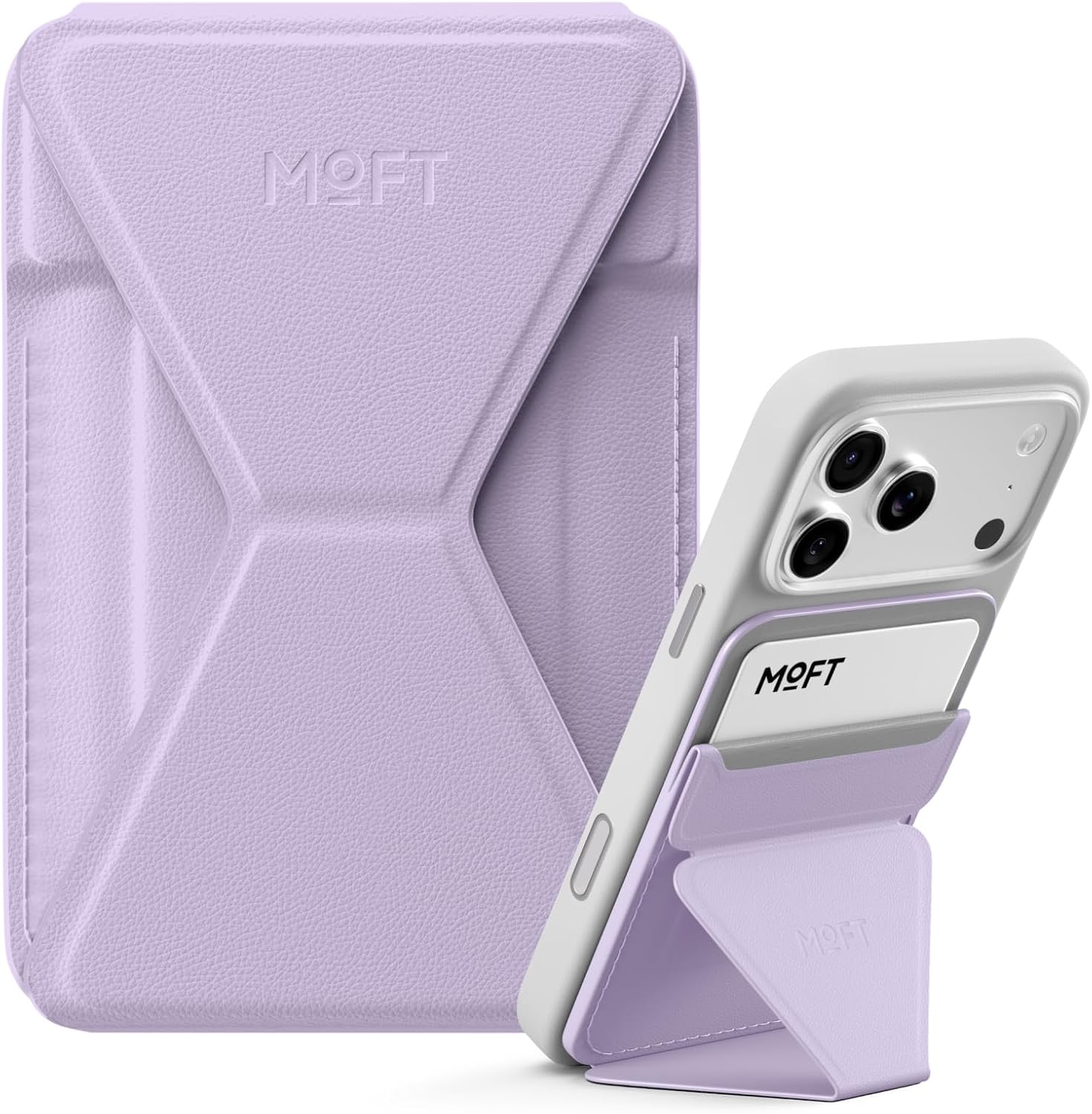 Detalle de MOFT Magnetic Wallet Stand for iPhone 12–17 Series (Peony) — MagSafe Wallet, Foldable Stand, and Grip