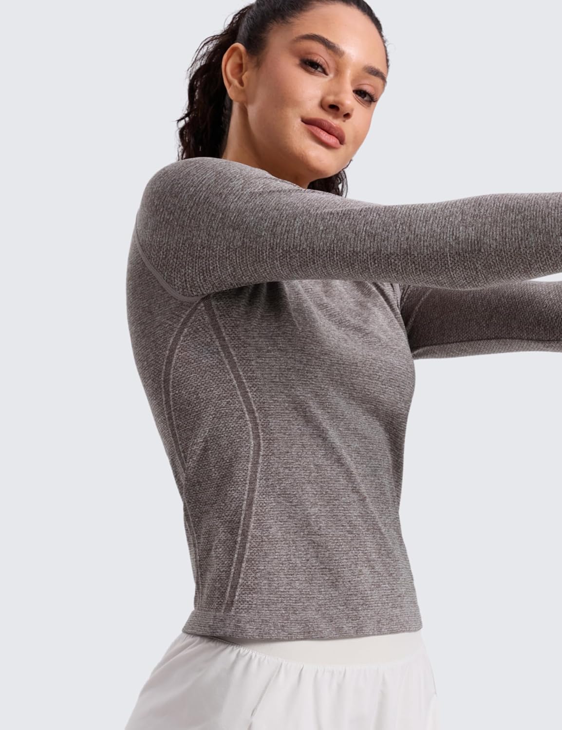 Detalle de CRZ YOGA Donna Camicia da Allenamento a Maniche Lunghe senza Cuciture: asciugatura rapida e comfort ottimale