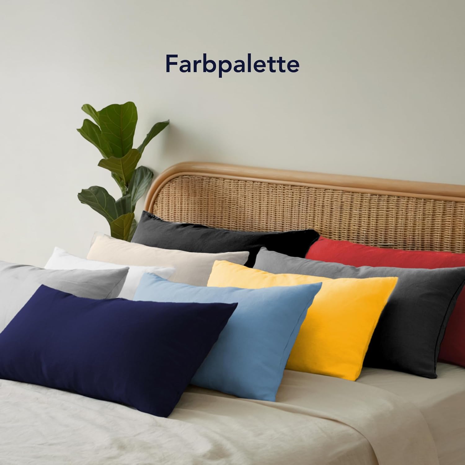 Thumbnail 5 de Dreamzie Kissenbezug 40 x 80 cm (Set mit 2) – 100% Jersey Baumwolle, dunkelblau