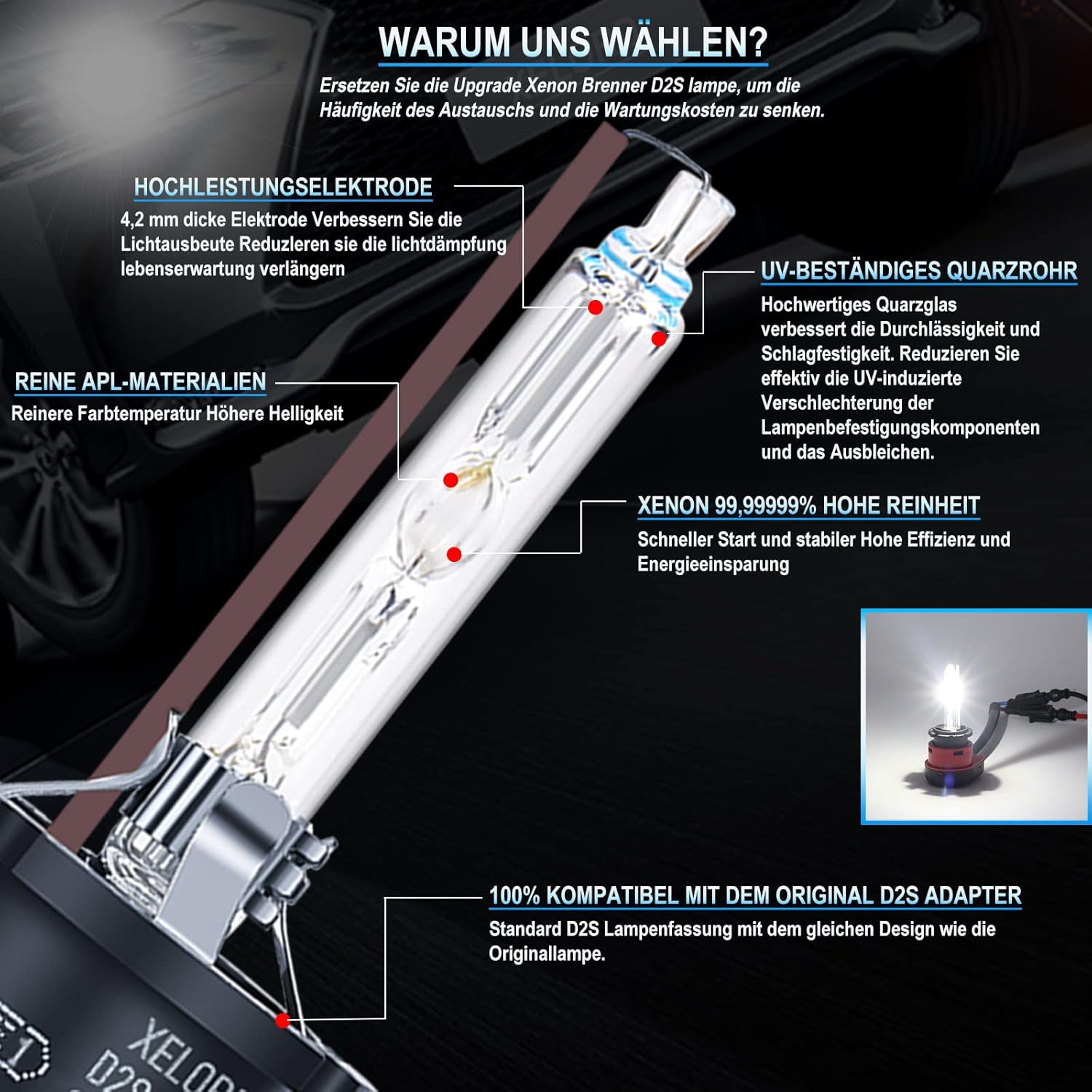 Detalle de XELORD D2S Xenon Brenner 6000K 35W