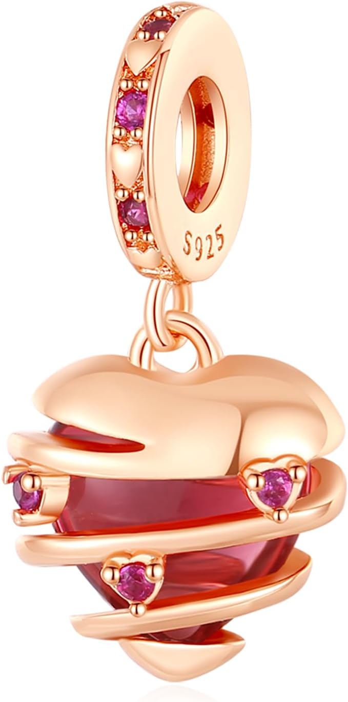 Thumbnail 3 de Amuefer Amore Cuore Charm Compatibili Bracciale Collana in Argento 925 con Oro Rosa, Infinity e Trifoglio – Regalo per Donne