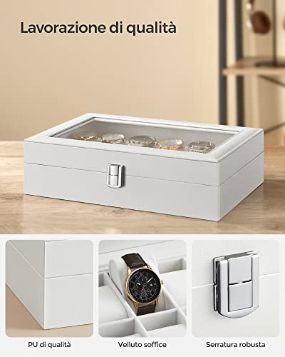 Detalle de SONGMICS Porta Orologi a 12 Posti con Coperchio in Vetro – Eleganza e Organizzazione