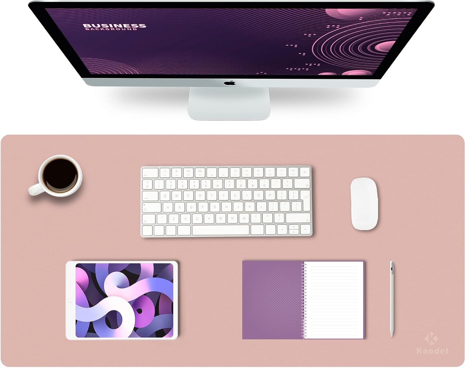 Detalle de K KNODEL 8542017529 Desk Mat, 31.5" x 15.7" Pink PVC Leather