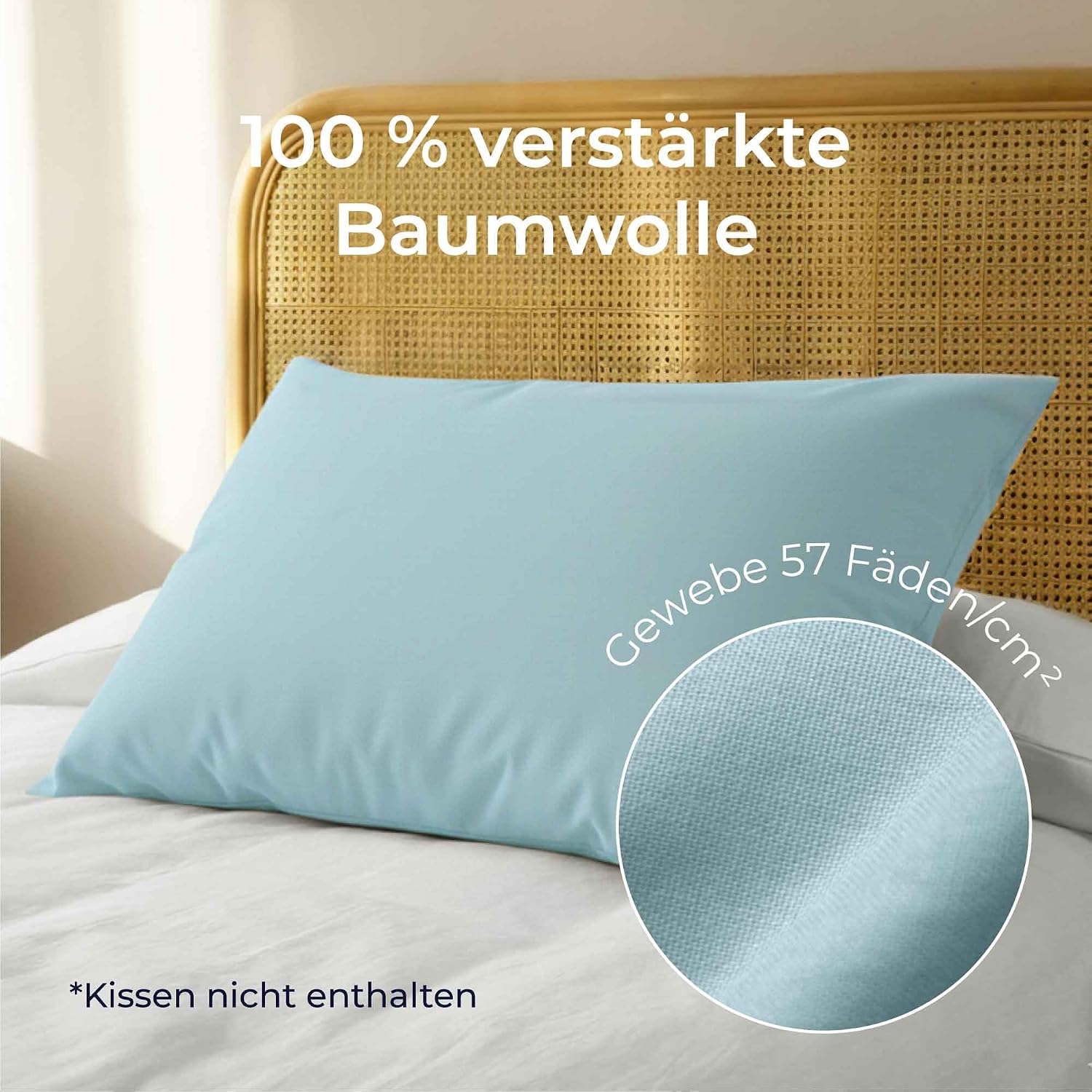 Detalle de Dreamzie Kissenbezug 40 x 80 Renforcé Baumwolle – 2er‑Set