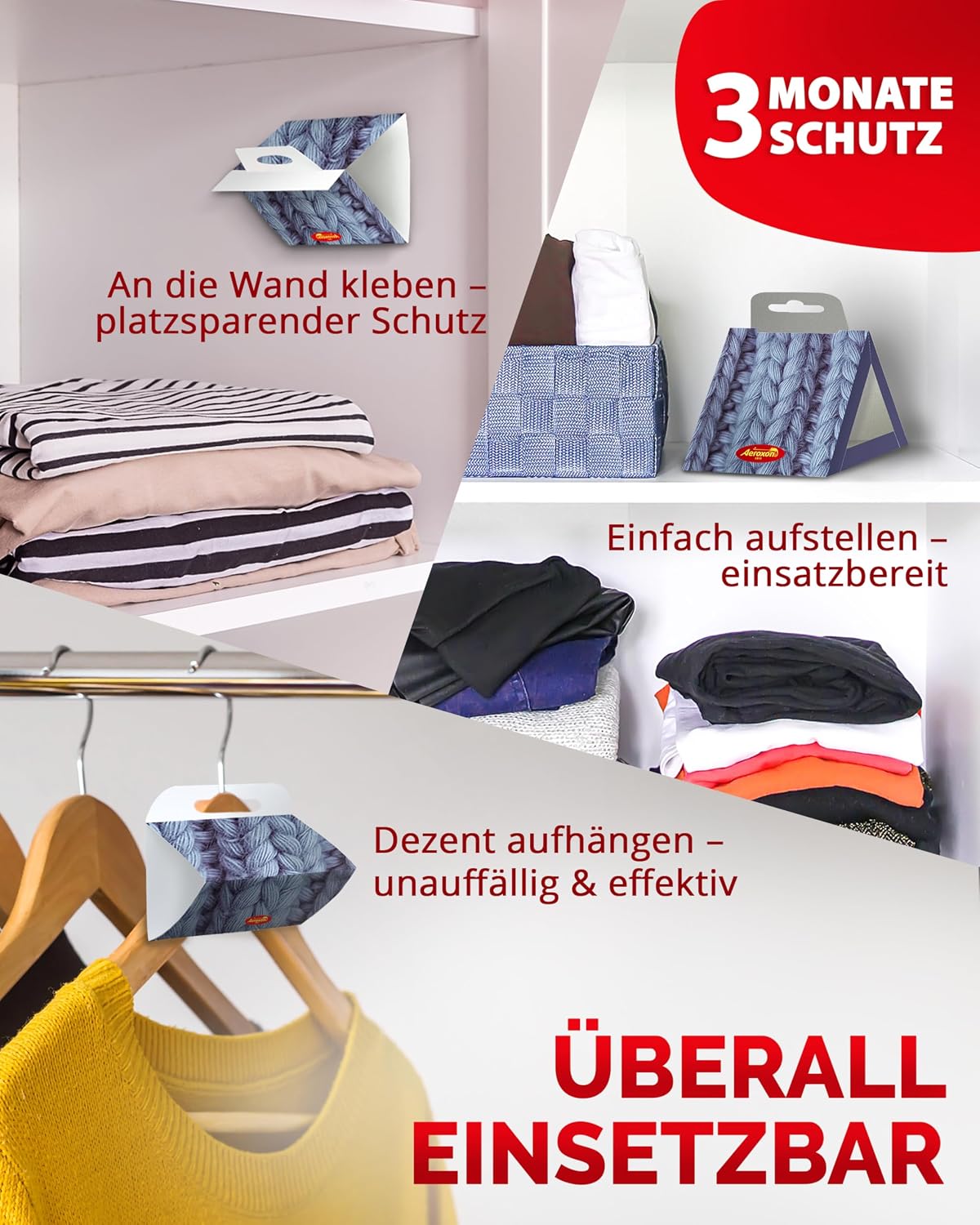 Detalle 2 de Aeroxon Mottenfalle Kleidermotten – 6er Set Pheromonfallen für Kleiderschrank