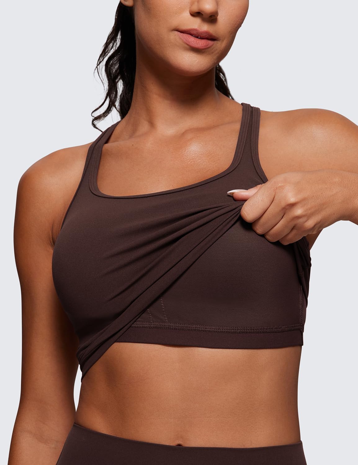 Detalle de CRZ YOGA Butterluxe Donna Y-Back Reggiseno Sportivo imbottito con collo a U – Comfort e versatilità per yoga e allenamento