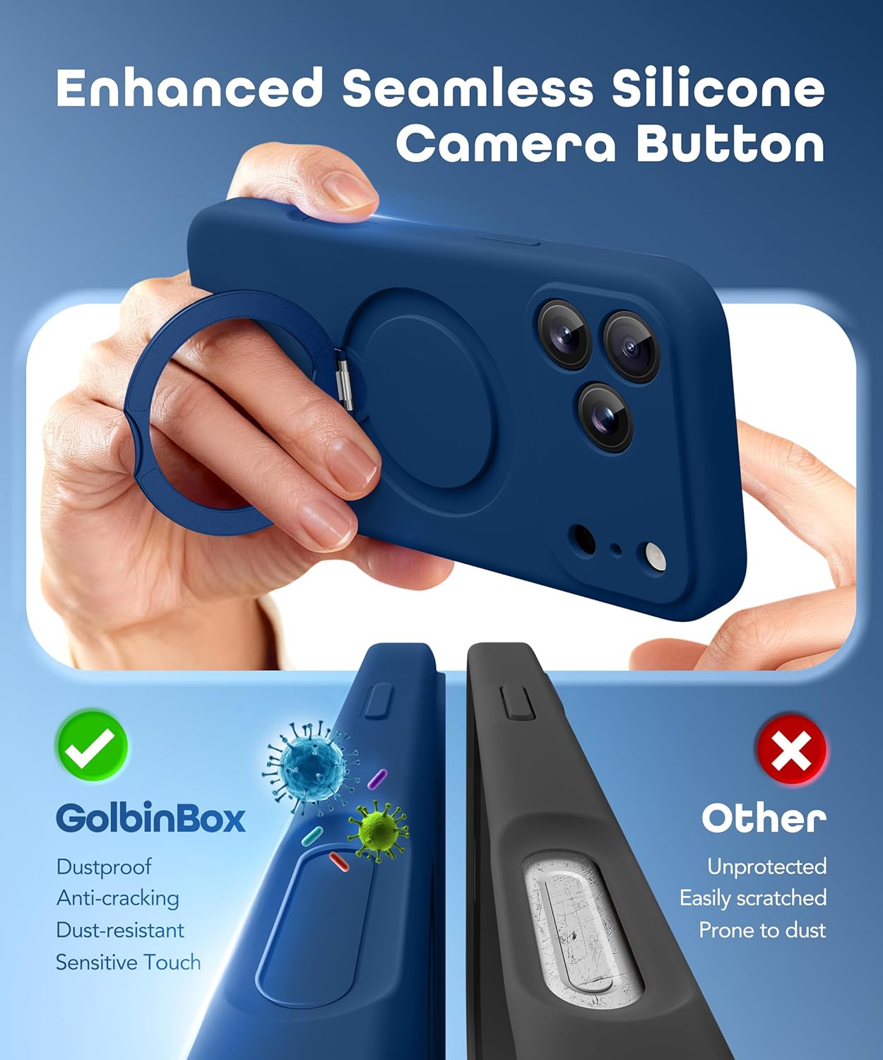 Thumbnail 5 de GolbinBox for iPhone 17 Pro 6.3-inch Case with 360° Magnetic Spin Stand (MagSafe Compatible) — Ice Blue