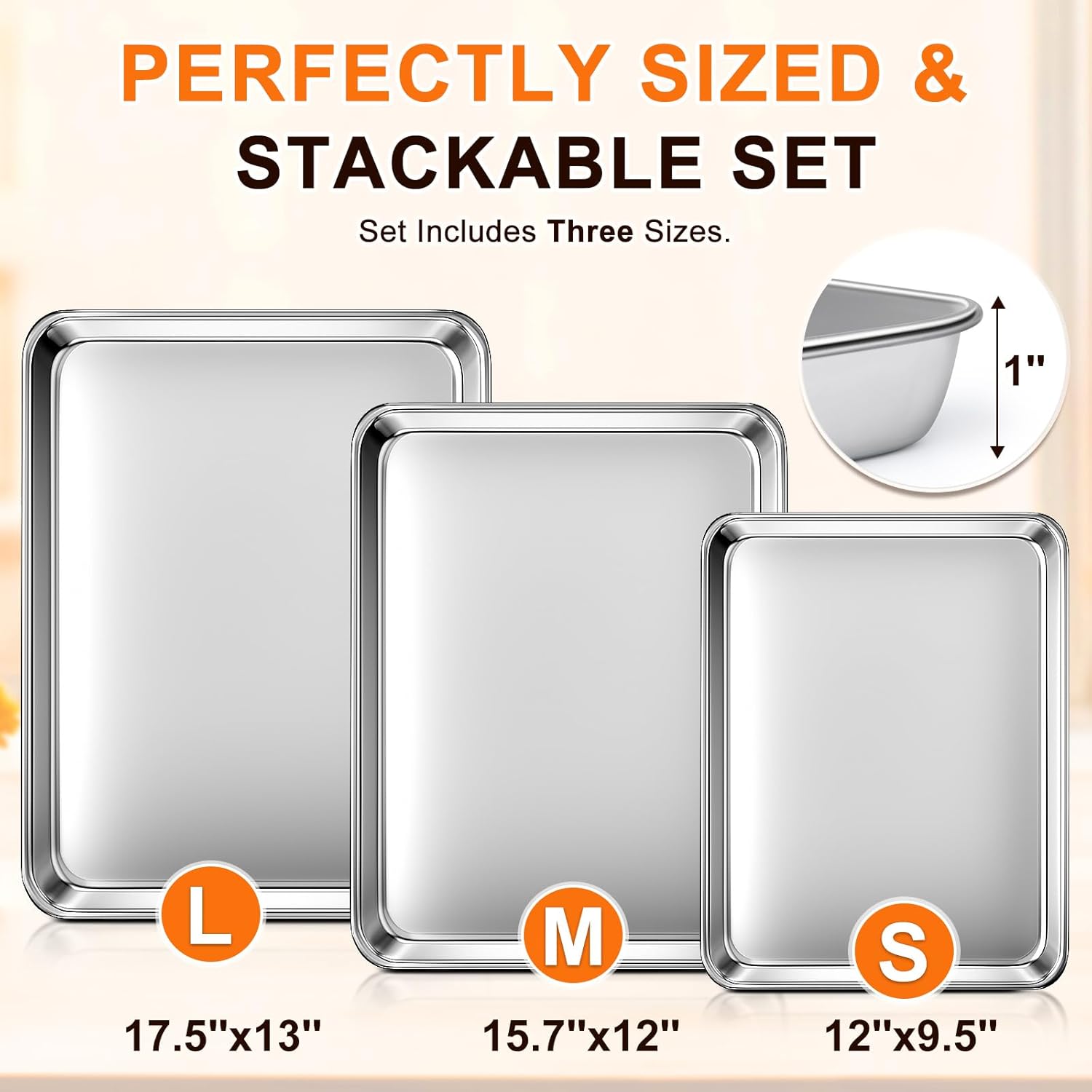 Detalle 2 de Yuiicaov Baking Sheet Set 17.5 Inch 🍪