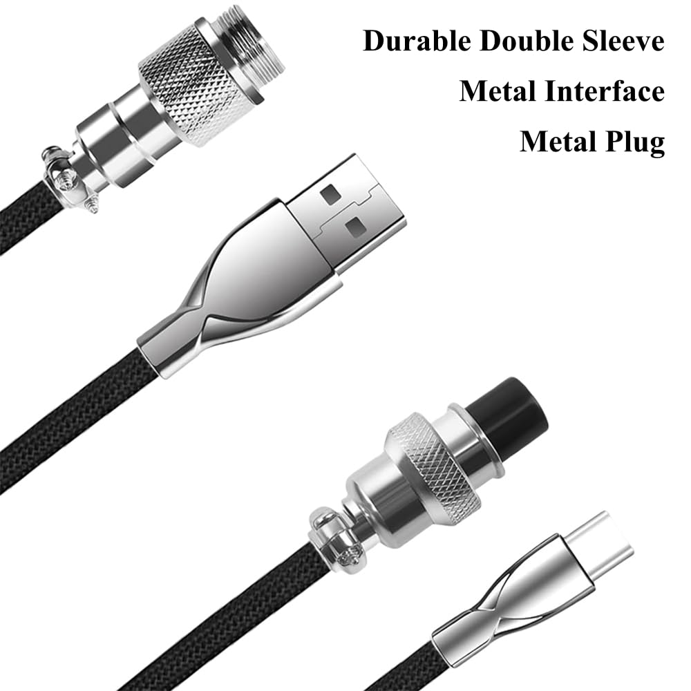 Thumbnail 1 de PXIRQ 783820819150 Coiled Keyboard Cable, USB-C to USB-A, Black Braided