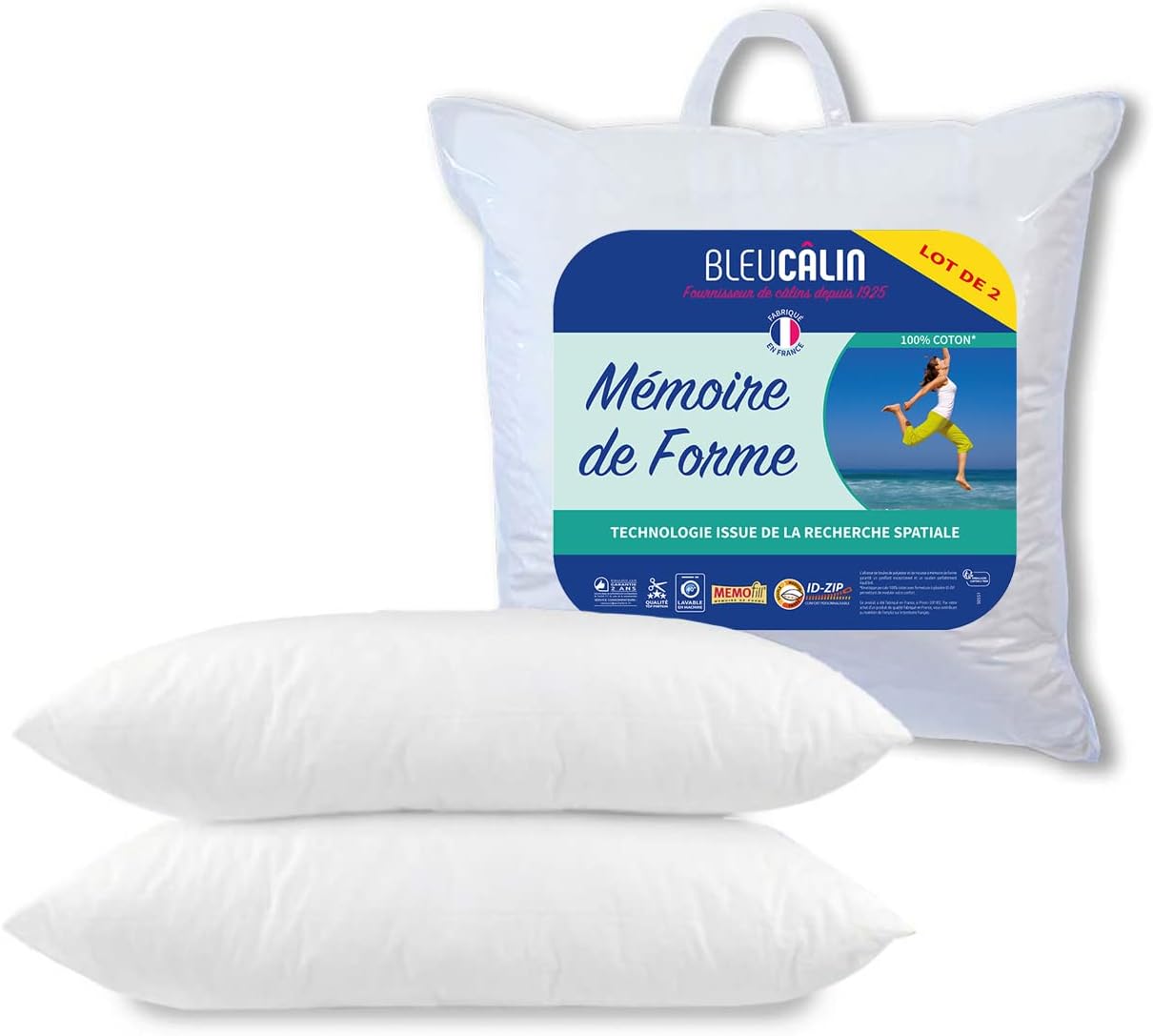 Thumbnail 3 de Bleu Calin Oreillers 65 x 65 cm
