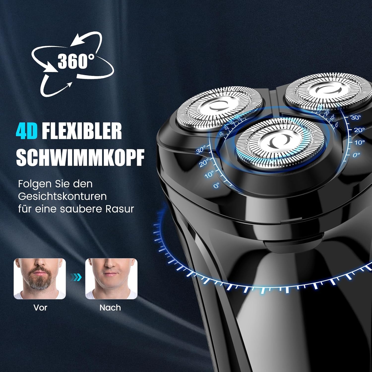 Thumbnail 2 de Brightup Rasierer Herren 4D Schwebekopf Elektrorasierer