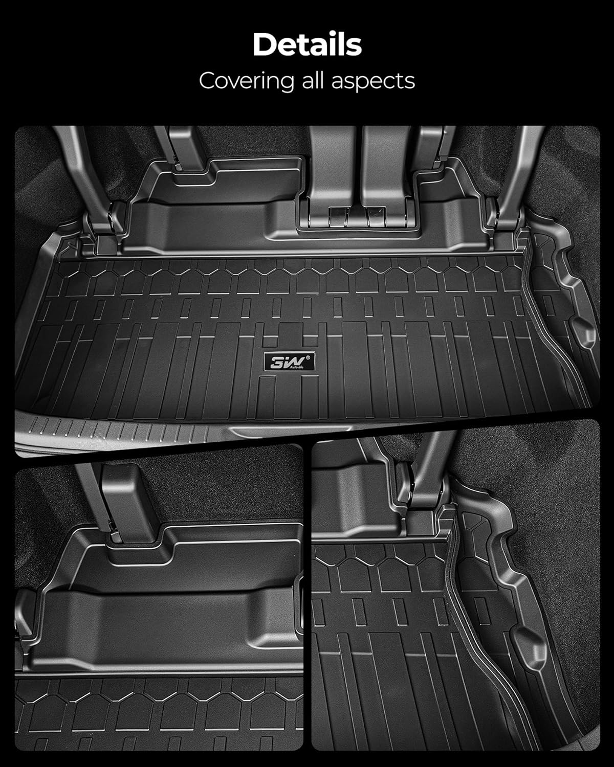 Thumbnail 4 de 3W Floor Mats & Cargo Liner for Toyota Sienna (7-Seat, 2021-2026) – Custom Fit, All-Weather TPE