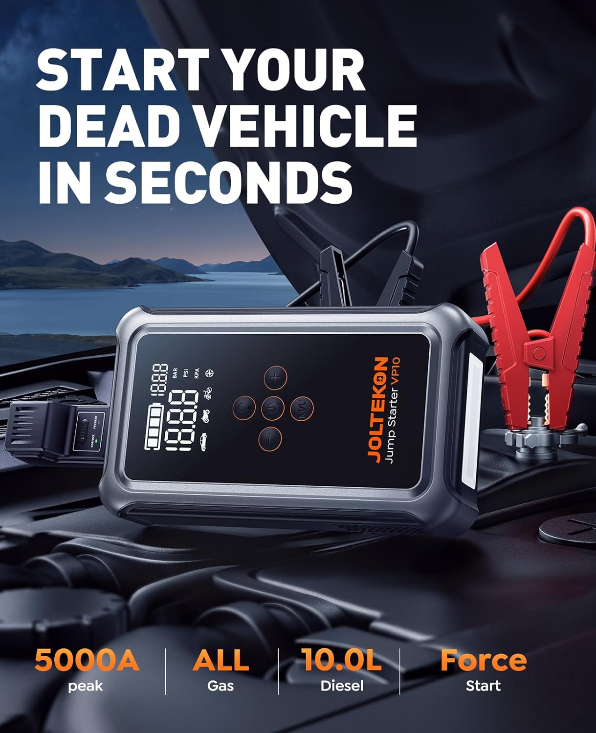 Thumbnail 1 de 5000A 150PSI Jump Starter Power Pack with 12V Car Battery Booster