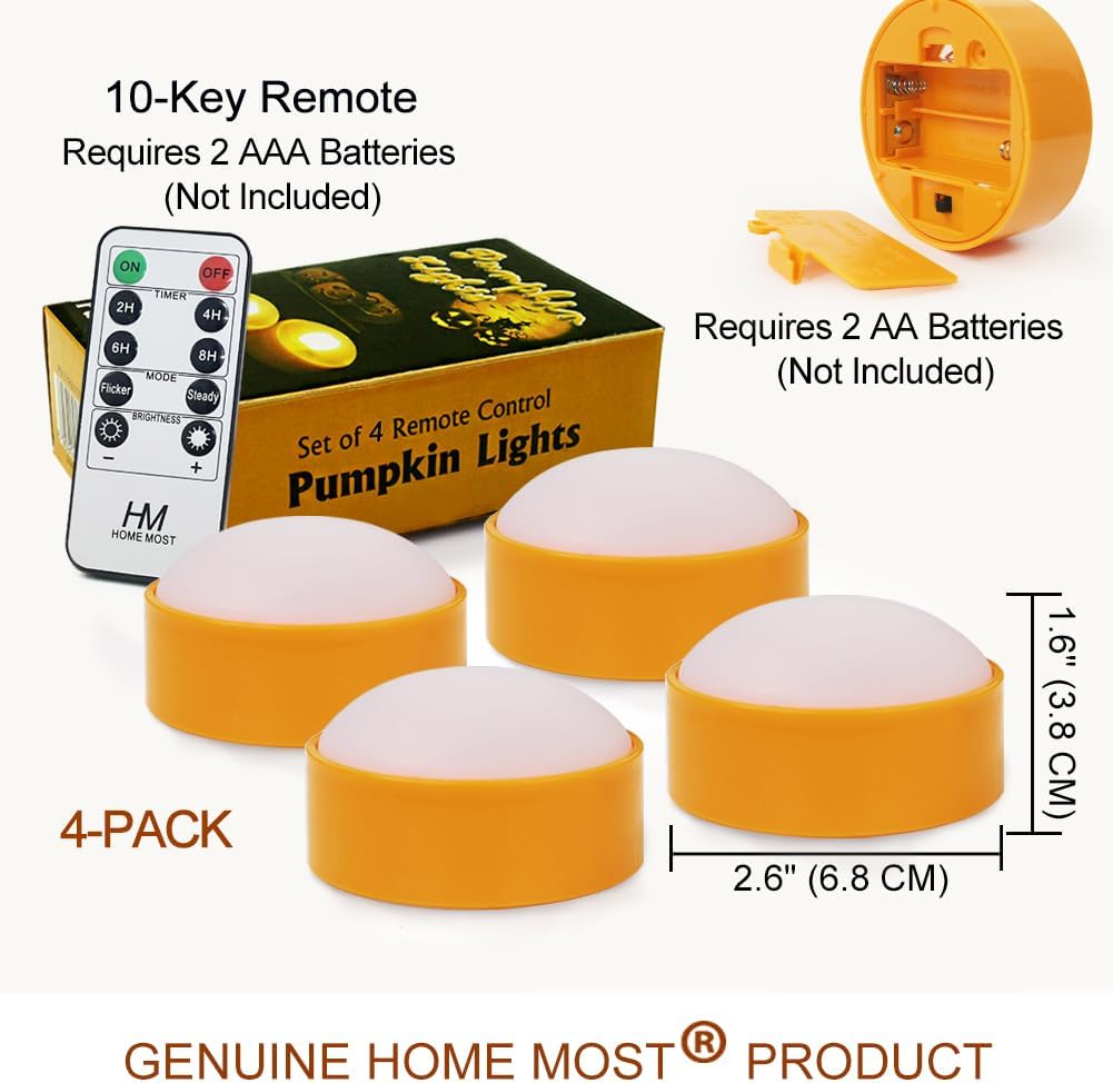 Detalle 2 de HOME MOST 12741 4-Pack Halloween LED Pumpkin Lights with Remote and Timer