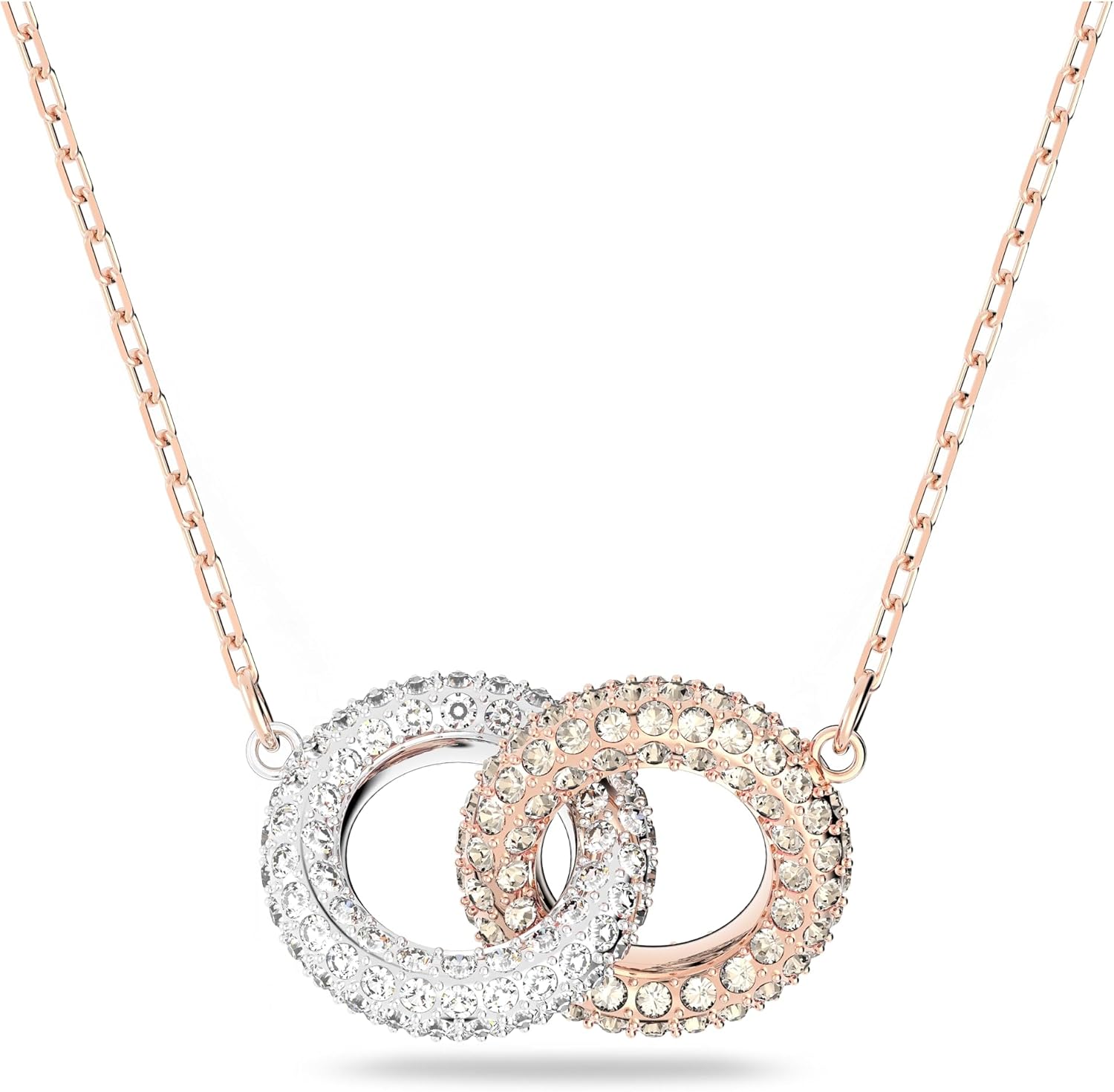 Detalle 2 de Swarovski Collar Stone Círculos entrelazados blanco oro rosa 💍