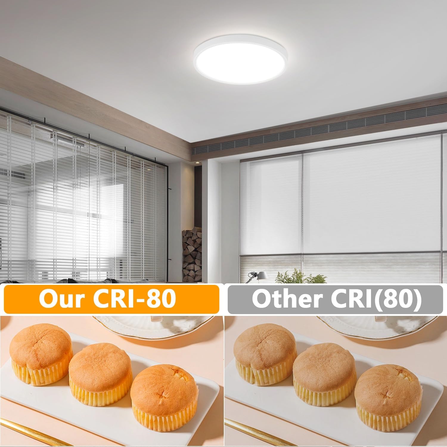 Detalle de ZMH LED-Deckenlampe für Schlafzimmer & Bad, flach, Ø 23 cm, 18 W, IP44, kaltweiß 6.000 K