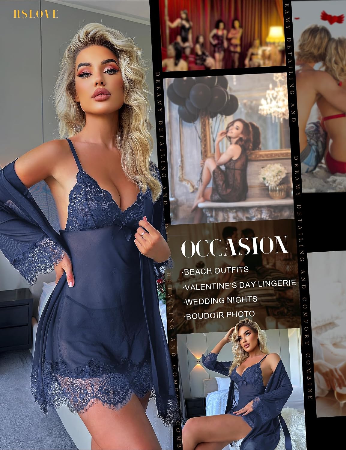 Detalle 2 de RSLOVE Babydoll mit Morgenmantel