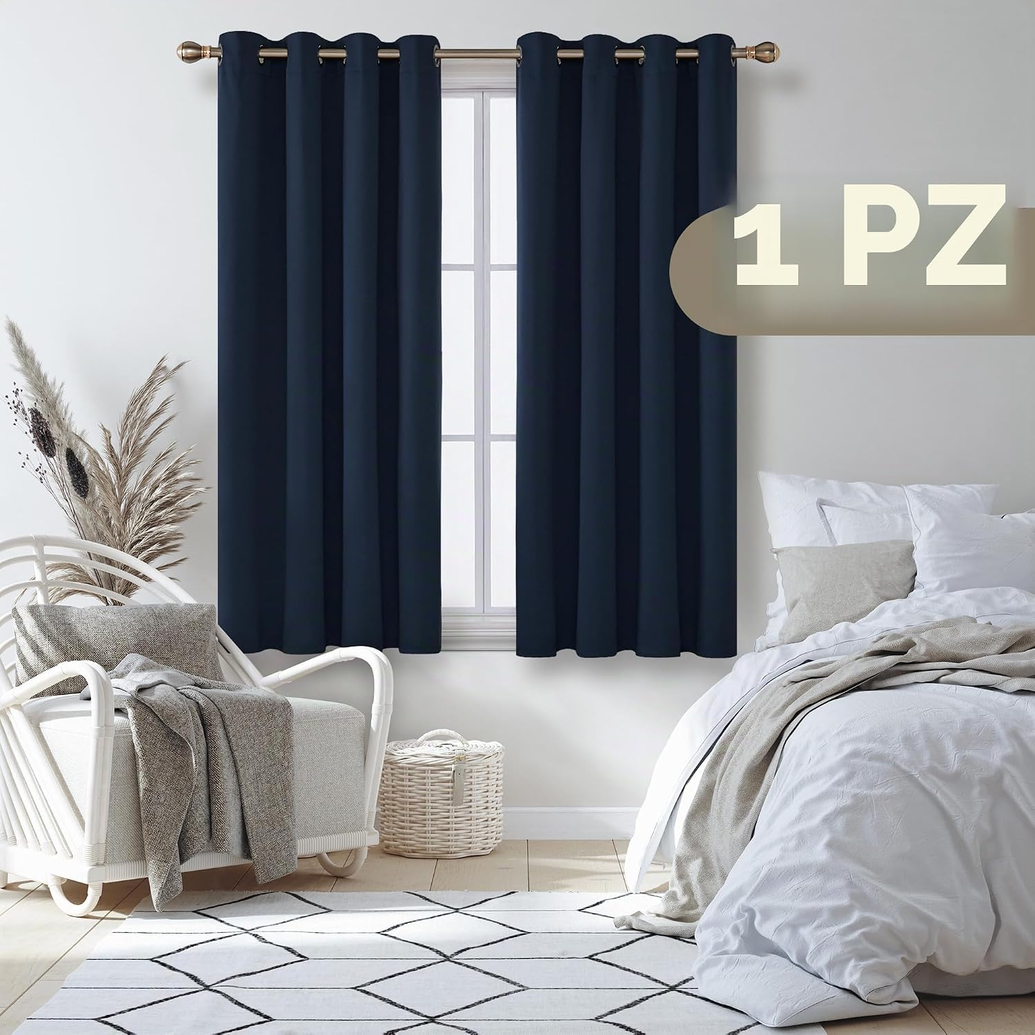 Detalle de Deconovo Tenda Oscurante da Interno 132x160 cm – Blu Navy, isolamento termico e riduzione rumore