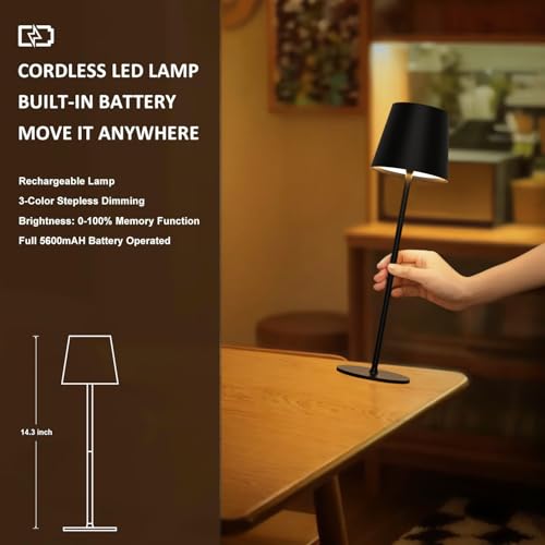 Detalle de Lampe de Table LED Dimmable Sans Fil – Lot de 2 par Liyabber