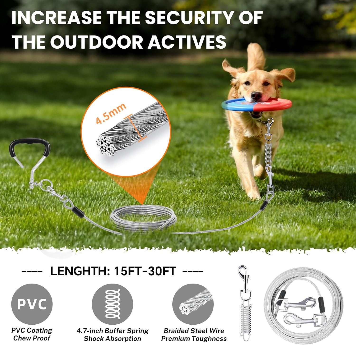 Detalle de Dog Tie-Out Cable and Stake, 30 ft