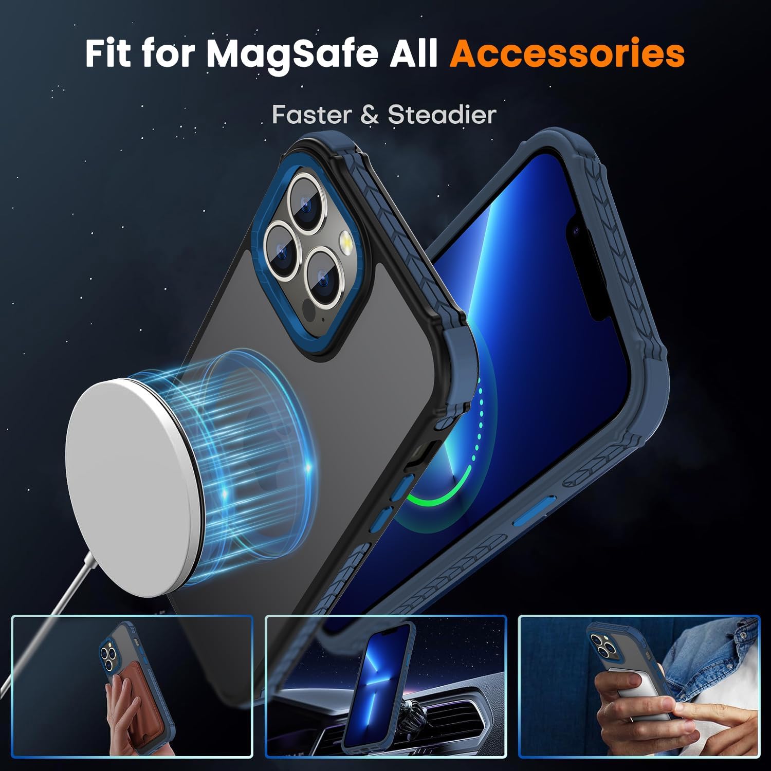 Detalle de DEERLAMN Strong Magnetic Case for iPhone 15 Pro Max (6.7-inch) with MagSafe compatibility — Forest Blue