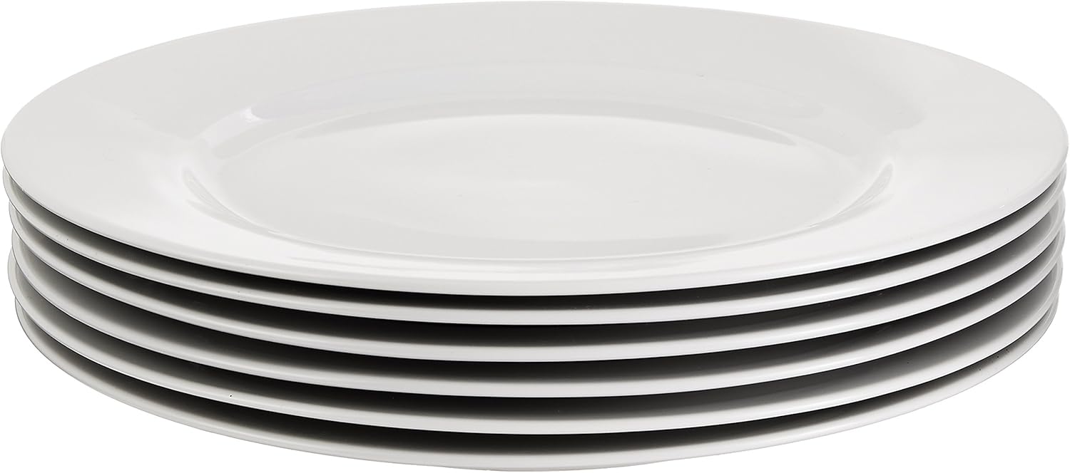 Detalle de Amazon Basics 6-Piece White Dinner Plate Set, 10.5 inches