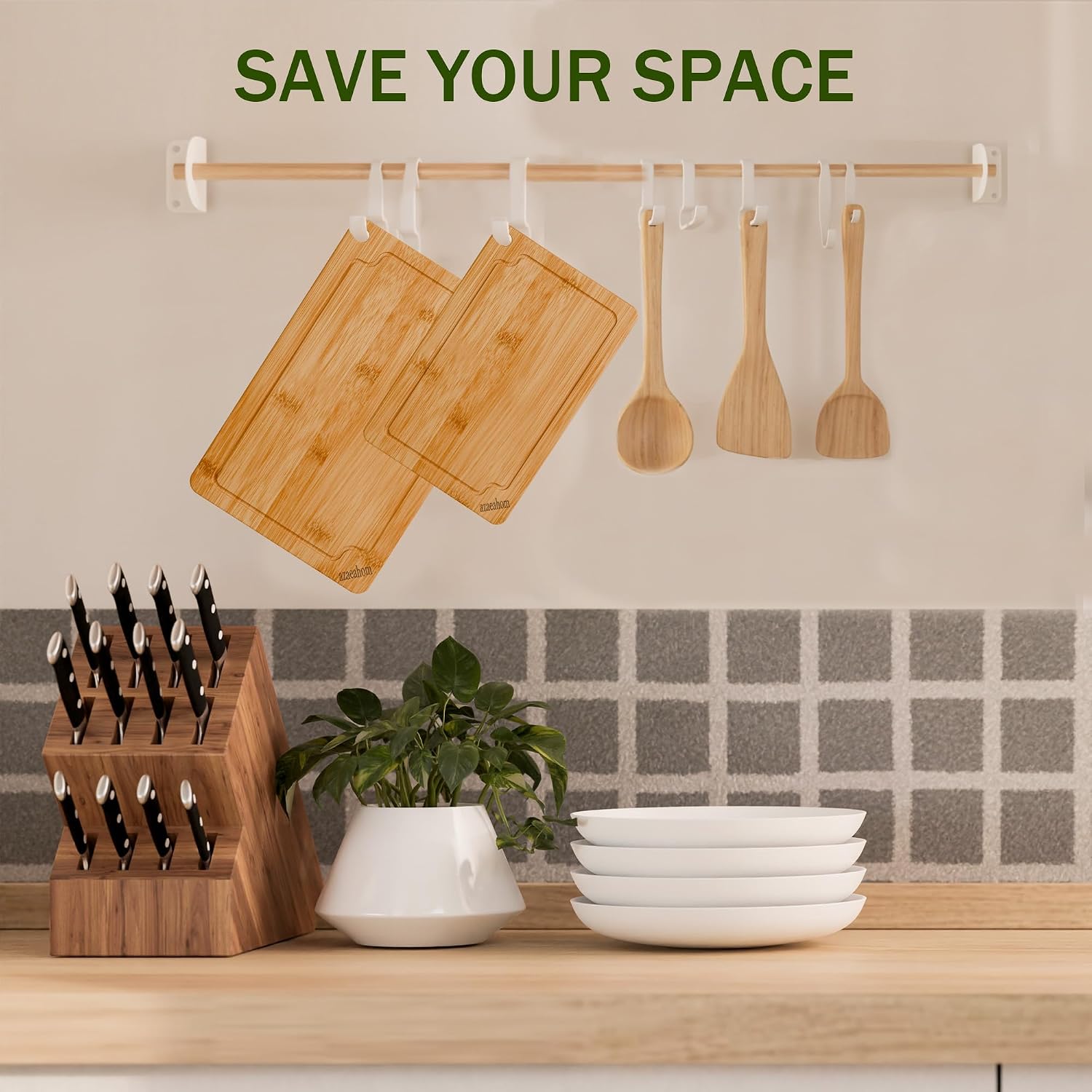 Thumbnail 6 de Azaeahom Bamboo Cutting Boards – 3-Piece Set (Large, Medium, Small)