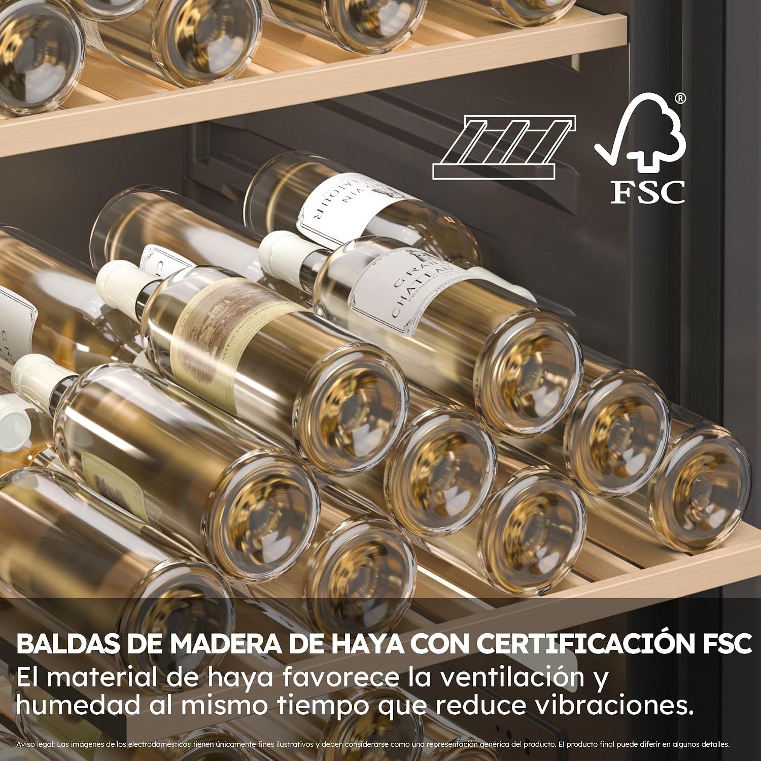 Detalle de Haier Wine Bank 50 Series 5 HWS32GDG: Vinoteca de 32 botellas con 2 zonas y filtro anti-UV