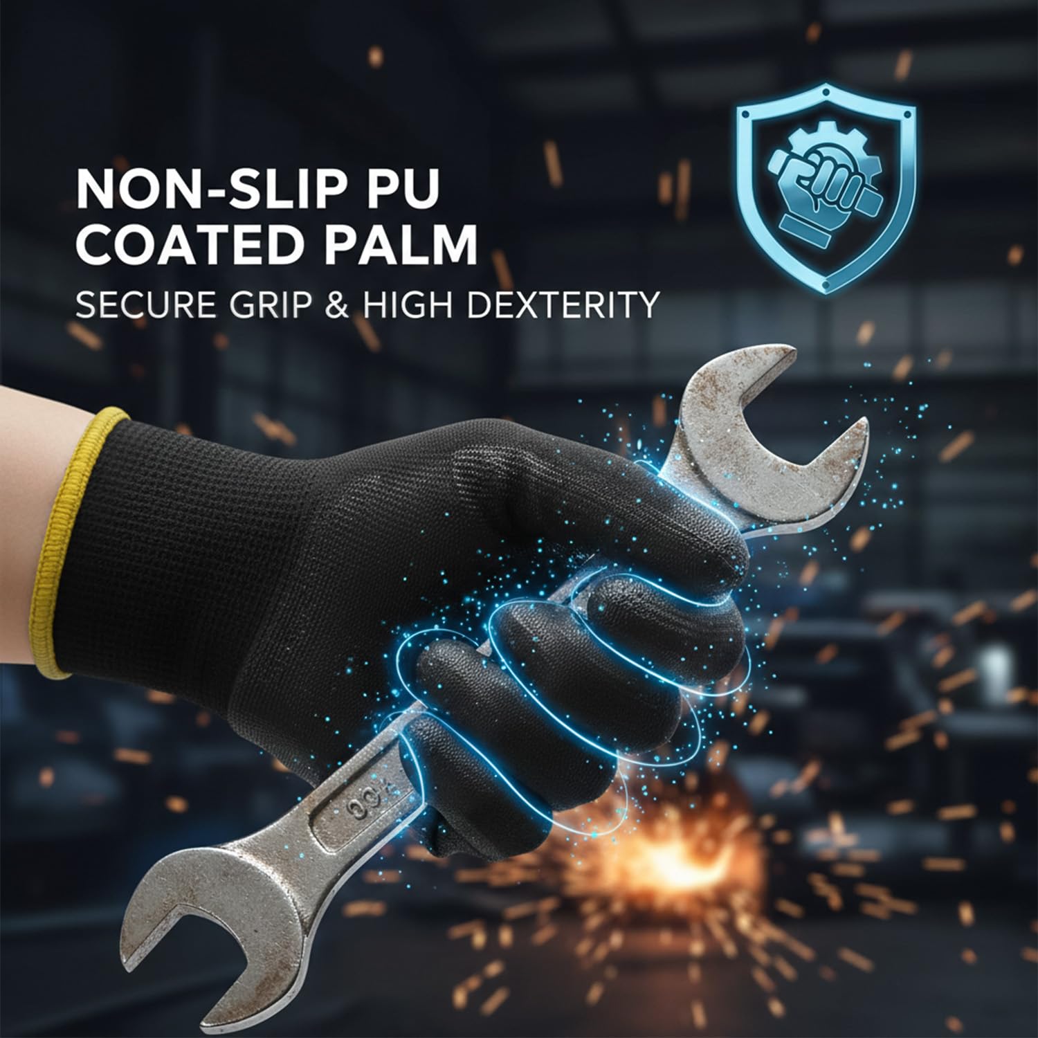 Thumbnail 2 de Rainberg Safety Gloves – Pack of 12 (Large) with Non-Slip PU Grip for General Duty Tasks