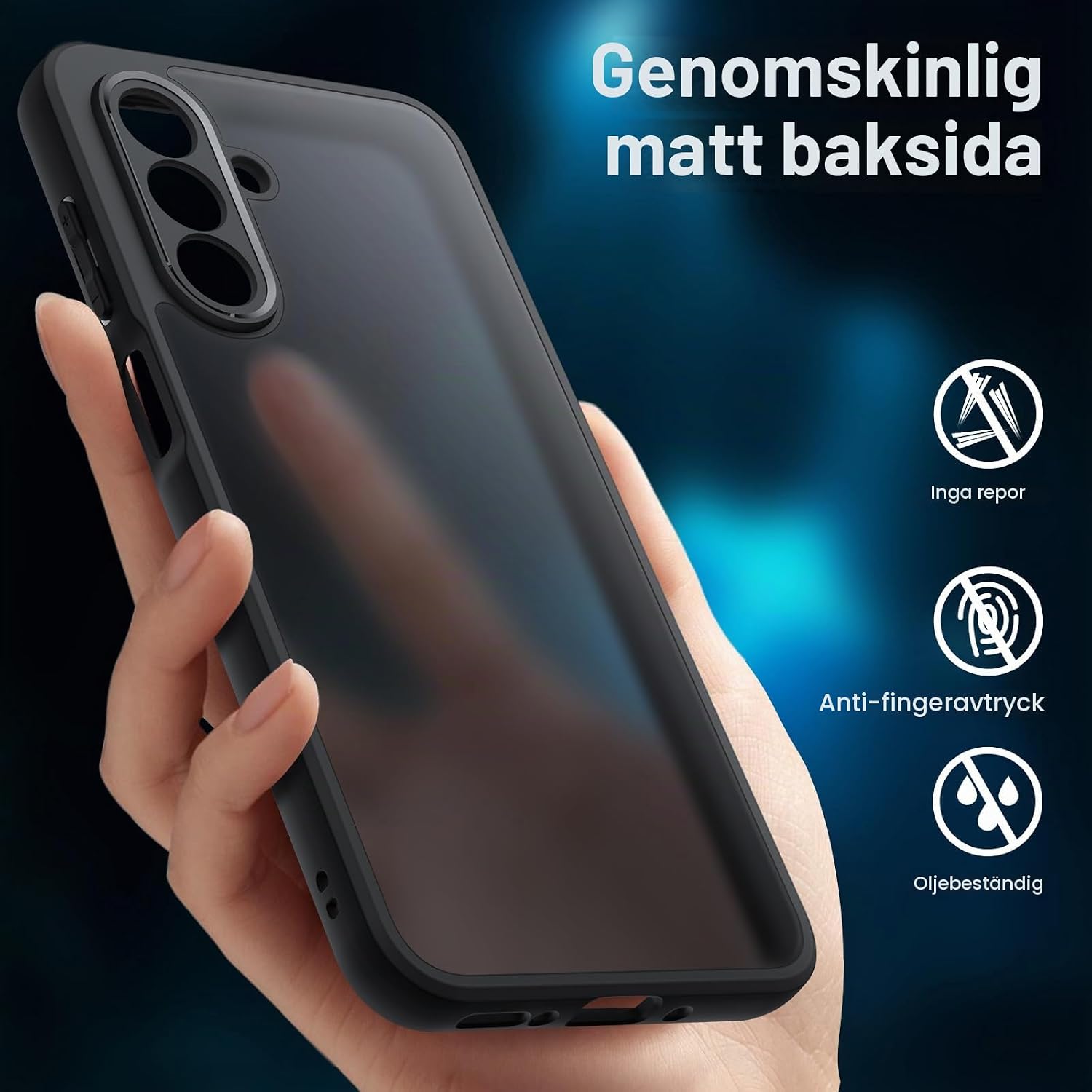 Detalle 2 de JETech 3-i-1 matt skal för Samsung Galaxy A26 5G, svart med 2 skärmskydd